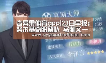 奇异果体育app|23日早报:努尔基奇盼留队 马刺又一助教欲出走(图3) 奇异果体育直播
